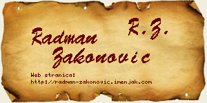 Radman Zakonović vizit kartica
